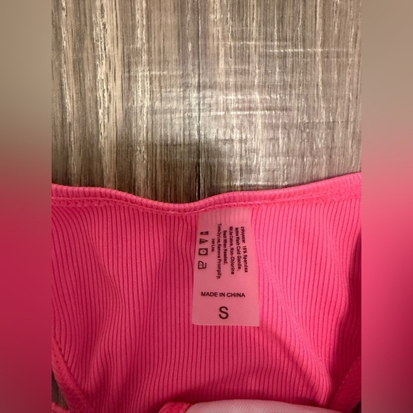 Women's Push Up Spaghetti Straps High Waisted Two Piece Swimsuit Hot Pink Small - Picture 3 of 5